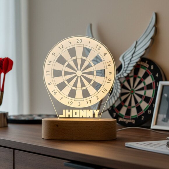 Personalized Dart Night Light – Custom LED Dartboard Lamp for Game Rooms - Picture 8 of 8